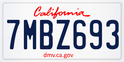 CA license plate 7MBZ693