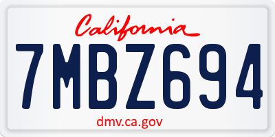 CA license plate 7MBZ694