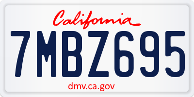 CA license plate 7MBZ695