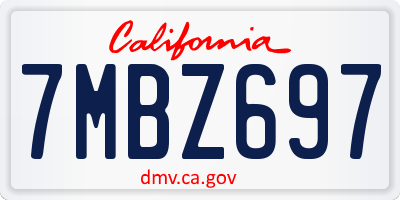 CA license plate 7MBZ697