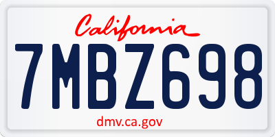 CA license plate 7MBZ698