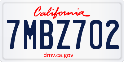 CA license plate 7MBZ702