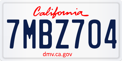 CA license plate 7MBZ704