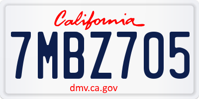 CA license plate 7MBZ705