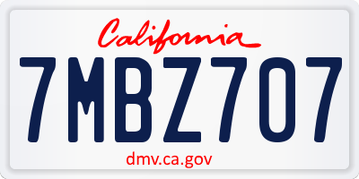 CA license plate 7MBZ707