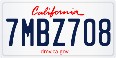 CA license plate 7MBZ708