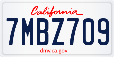 CA license plate 7MBZ709