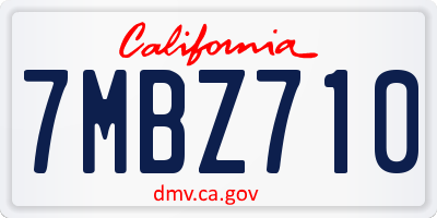 CA license plate 7MBZ710