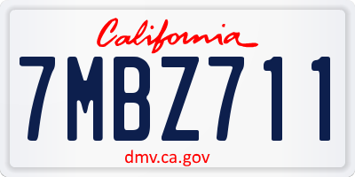 CA license plate 7MBZ711