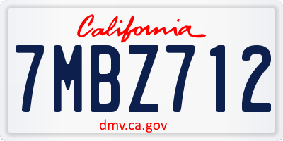CA license plate 7MBZ712