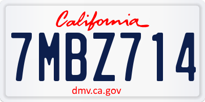 CA license plate 7MBZ714