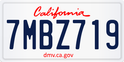 CA license plate 7MBZ719