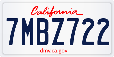 CA license plate 7MBZ722