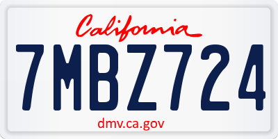 CA license plate 7MBZ724