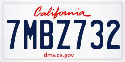 CA license plate 7MBZ732