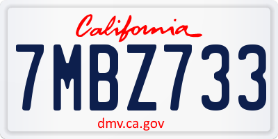 CA license plate 7MBZ733