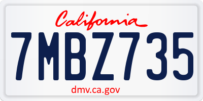 CA license plate 7MBZ735