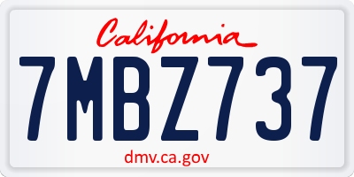 CA license plate 7MBZ737