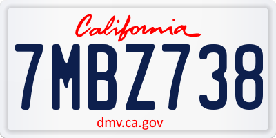 CA license plate 7MBZ738