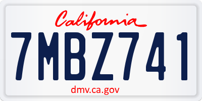 CA license plate 7MBZ741