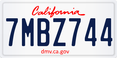 CA license plate 7MBZ744