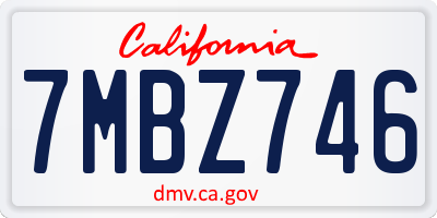 CA license plate 7MBZ746