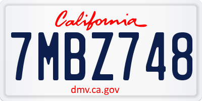 CA license plate 7MBZ748