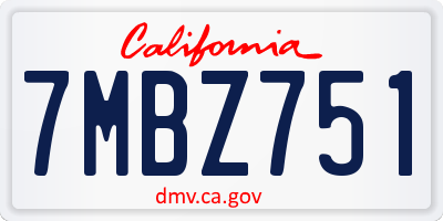 CA license plate 7MBZ751