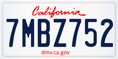 CA license plate 7MBZ752