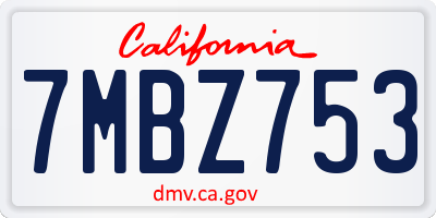 CA license plate 7MBZ753