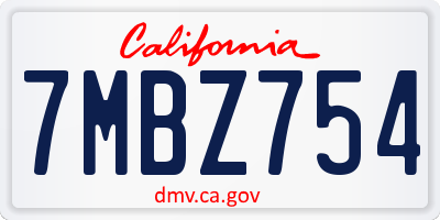 CA license plate 7MBZ754