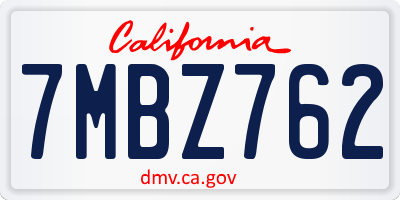 CA license plate 7MBZ762