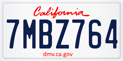 CA license plate 7MBZ764