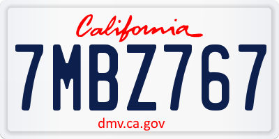 CA license plate 7MBZ767