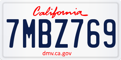 CA license plate 7MBZ769