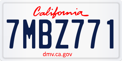 CA license plate 7MBZ771