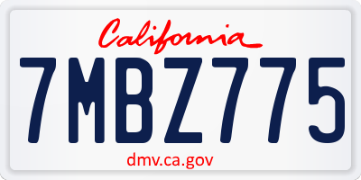 CA license plate 7MBZ775