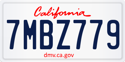CA license plate 7MBZ779