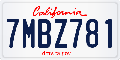 CA license plate 7MBZ781