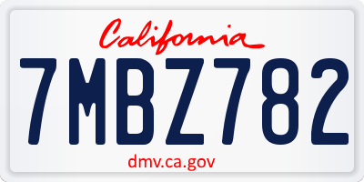 CA license plate 7MBZ782