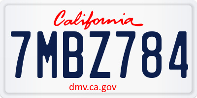 CA license plate 7MBZ784