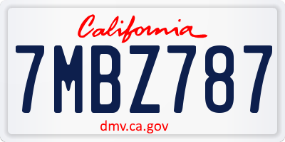 CA license plate 7MBZ787