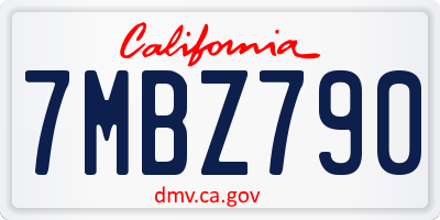 CA license plate 7MBZ790