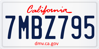 CA license plate 7MBZ795