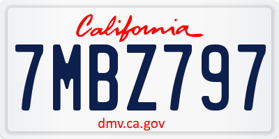 CA license plate 7MBZ797