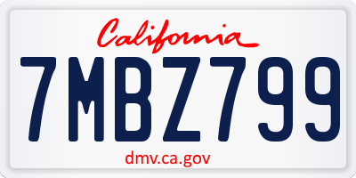 CA license plate 7MBZ799