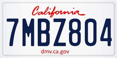CA license plate 7MBZ804