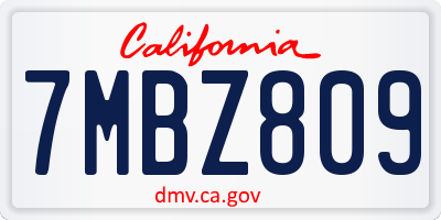 CA license plate 7MBZ809