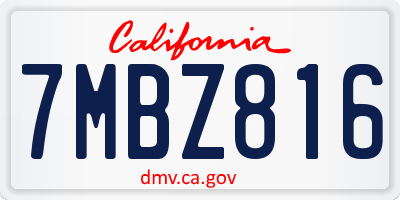 CA license plate 7MBZ816