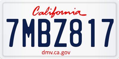CA license plate 7MBZ817